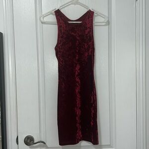 RUBY RED VELOUR DRESS, FOREVER 21, SIZE S